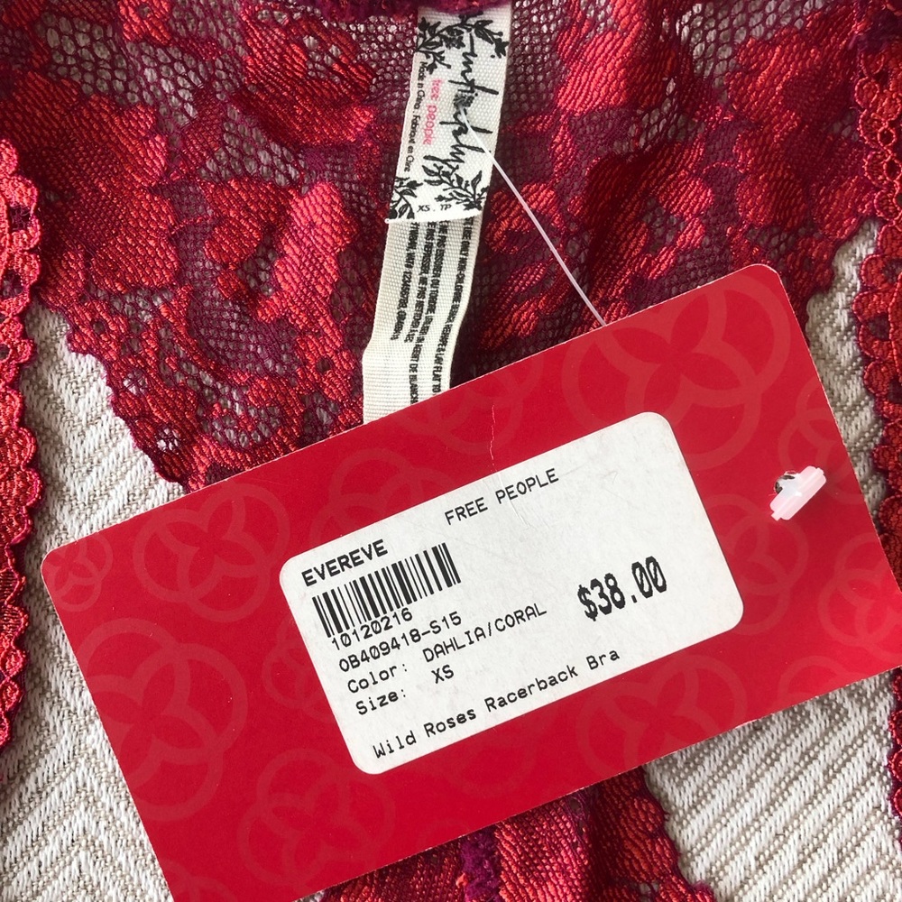 NWT Free People Wild Roses Racerback Bra XS - Picture 3 of 3